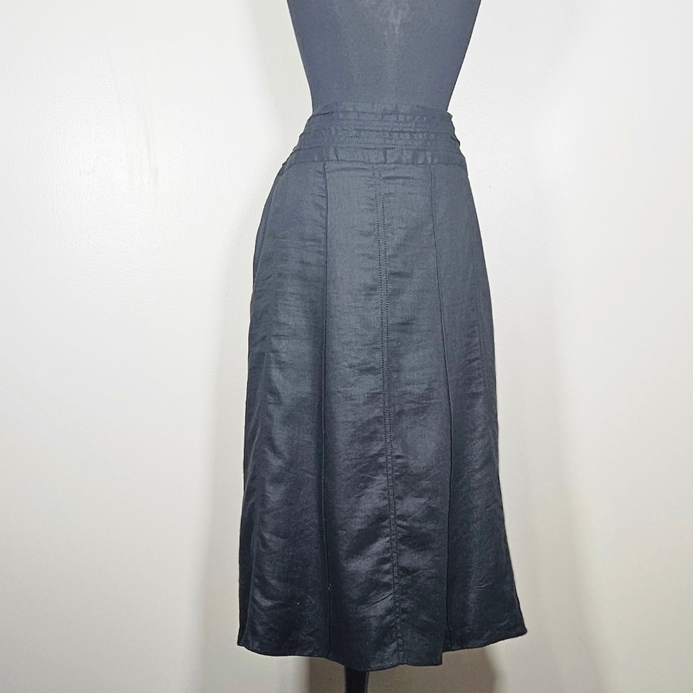 Richard Malcolm Linen Midi Skirt Flare A-Line Lined Chic Summer Casual 12